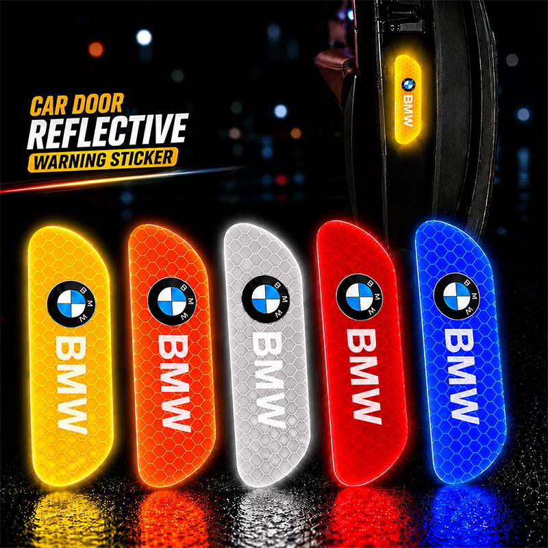 4Pcs Car Door Safety Warning Sticker Reflective Mark Decal For BMW E46 E60 E90 E39 E87 E36 E92 E70 E91 X3 X5 X1 X2 X4 E61