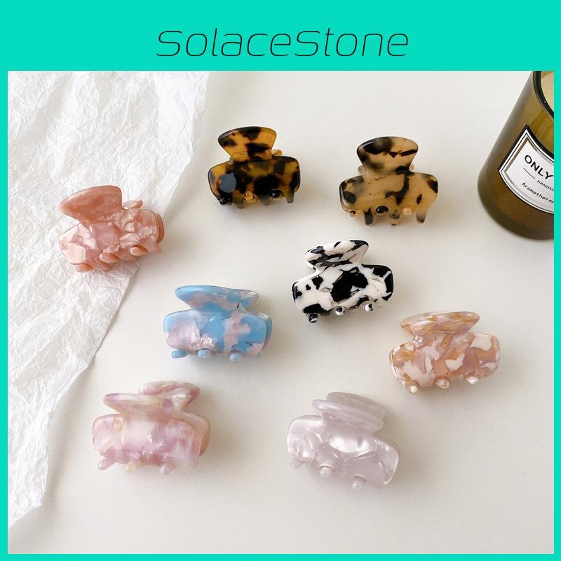 Stylish Vintage Mini Hair Claw Clip In Floral Blue Geometric Design For Ladies