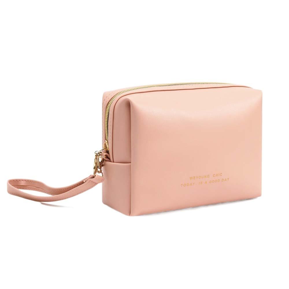 

Multi-functional Cosmetic Clutch Bag Large Capacity Wash Bag Korean Style PU Makeup Bag Outdoor розовый
