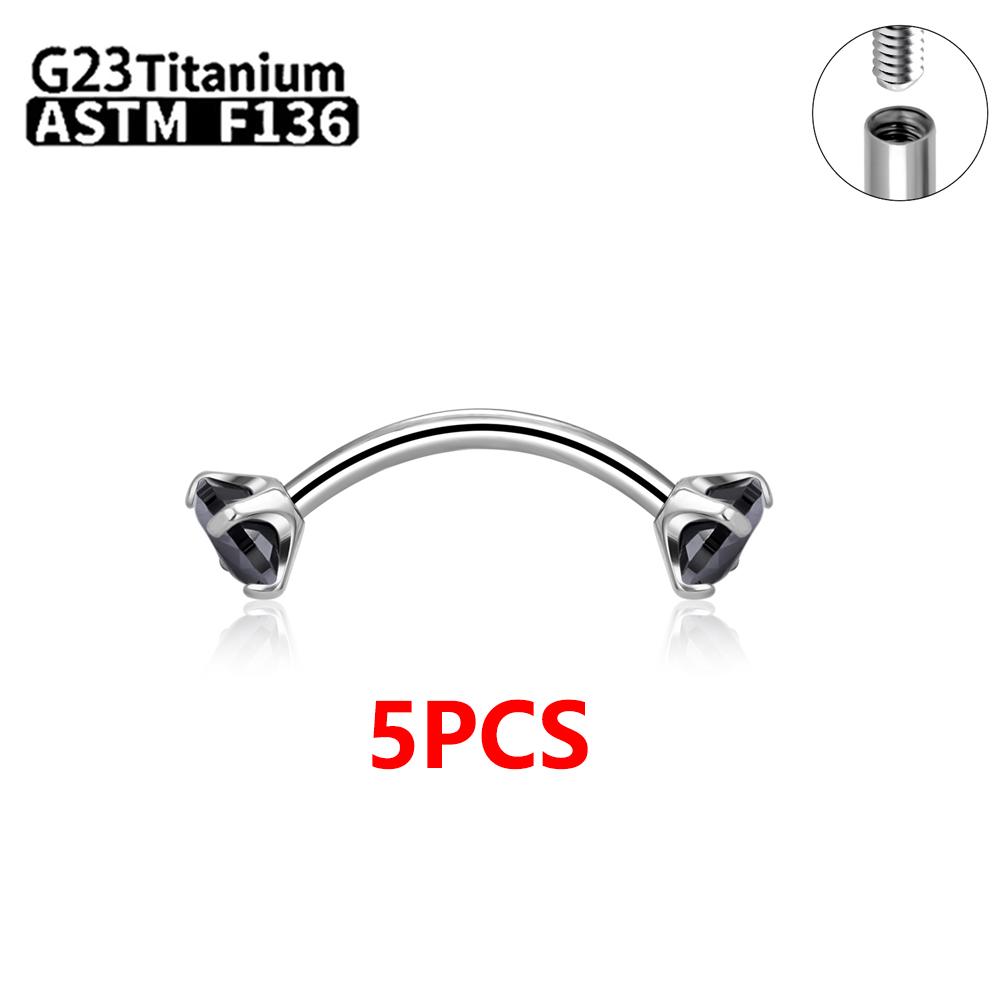1/5/50 szt. Tytan G23 ASTM-F136 Piercingi Brwi kolczyk cyrkonia Gwint wewnętrzny Brwi Ciało Cyrkonia Hurt