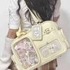 Harajuku Pin Doll 20cm Display Ita Bag Women PU Leather Preppy Style Large Capacity Shoulder Bag Ladies Daily Crossbody Bag Chic