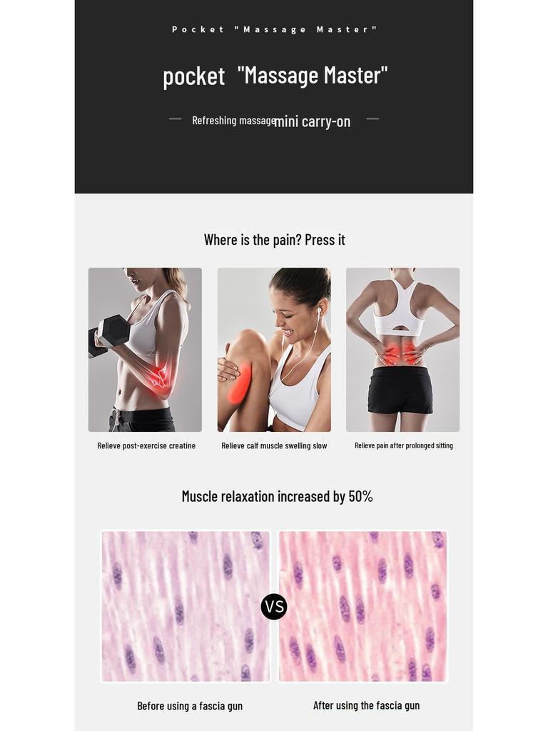 Compact Silent Massage Gun: Powerful, Low-Noise, Long-Lasting Battery with High-Frequency Vibration