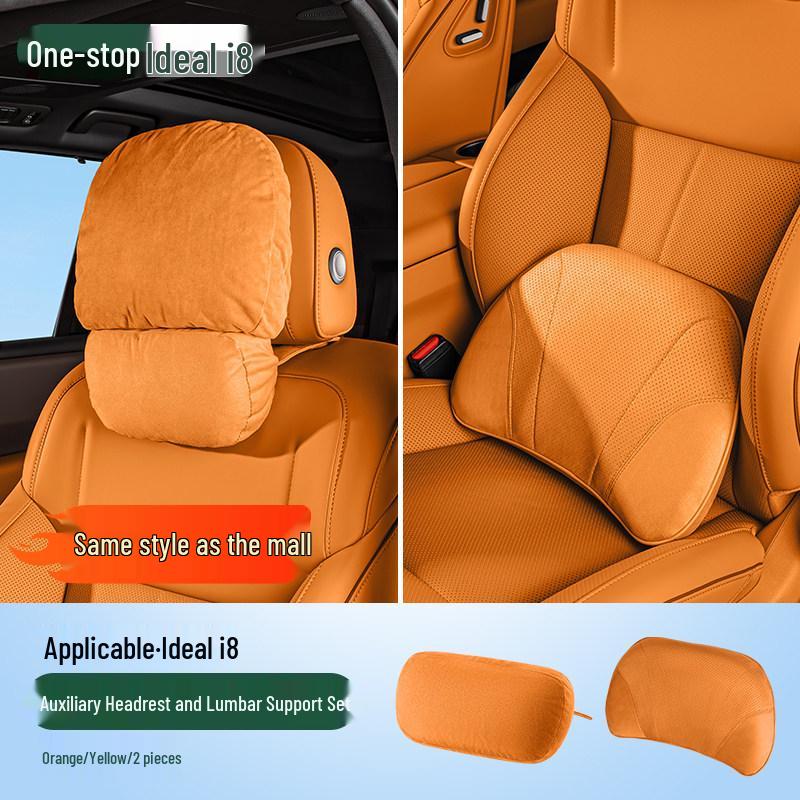 Ideal i6i8 Car Neck & Lumbar Support Pillow Set for Headrest and Interior Decoration