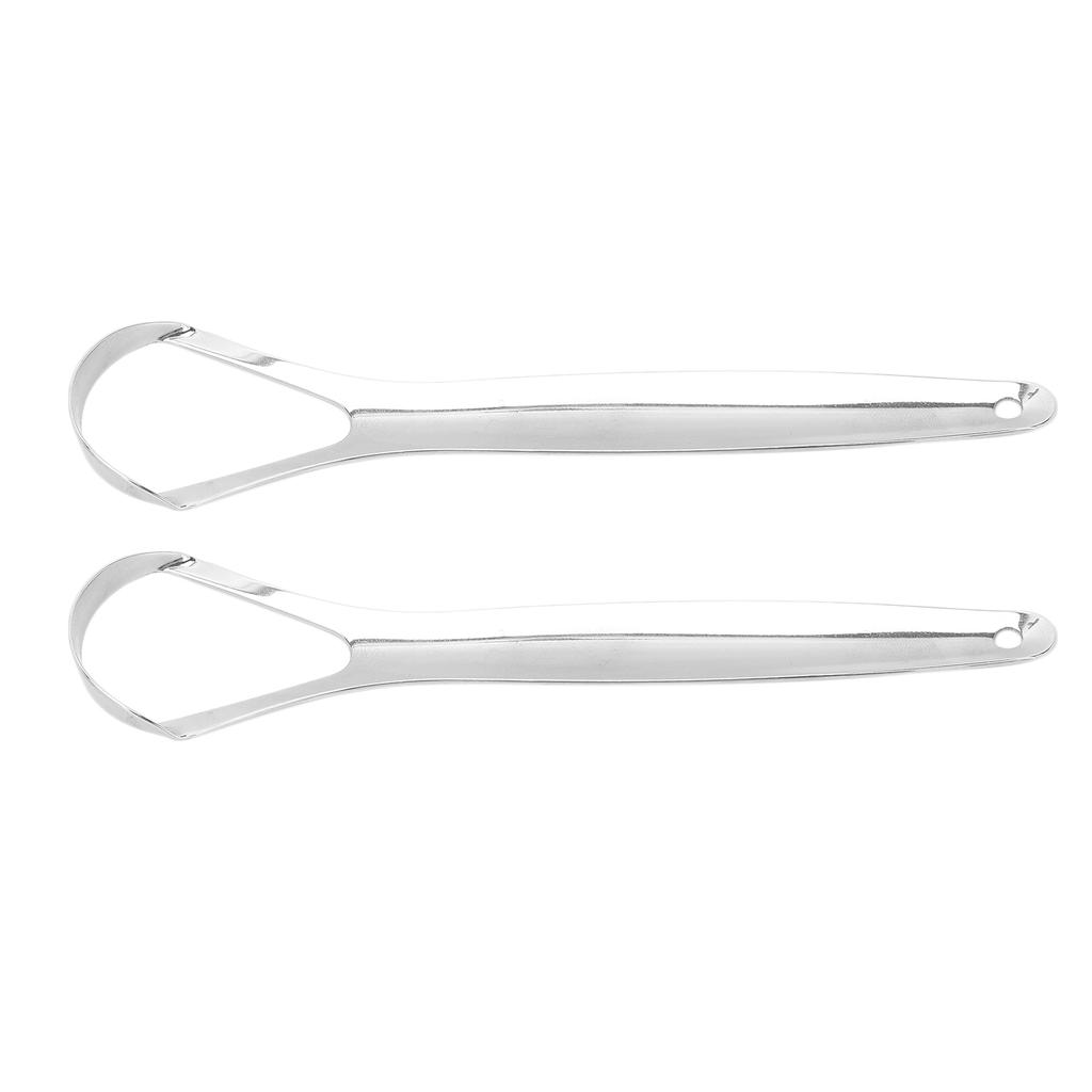 2pcs Adult Tongue Scraper Portable Reusable Stainless Steel Freshen Breath Tongue CleanerL