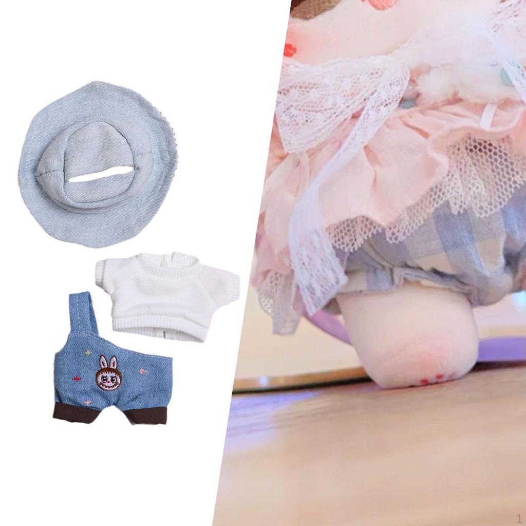 Plush Doll Clothes Soft Clothing for 6.69inch Dolls Girls Boys DIY Gift Blue Hat