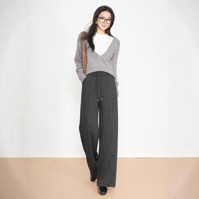 Women's Wide-Leg Winter Sweatpants with Drawstring Waist - Casual European & American Style.