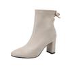 Square Toe Heeled Booties Fall/Winter 2025 Block Heel Side Zip Naked Boots In Scrub Cowhide