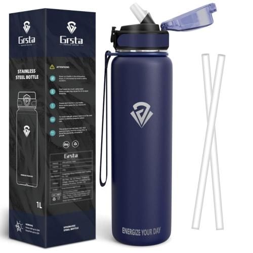 

Eliciya 1 Liter Vacuum Insulated Water Bottle, Lightweight, One-Touch Straw, Wide Mouth, 1000ml Capacity, Easy to Clean, Suitable for Carbonated Drink