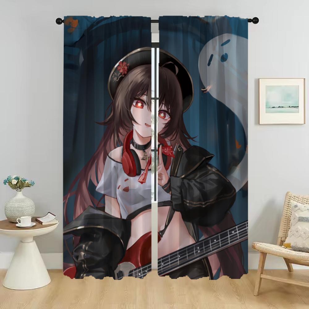 

Домашний интерьер Шторы 2 шт Genshin Impact Blackout Шторы для комнаты 2 Панельные жалюзи Разделение Хэллоуин Украшения Гостиная W50xH70cmx2pcs