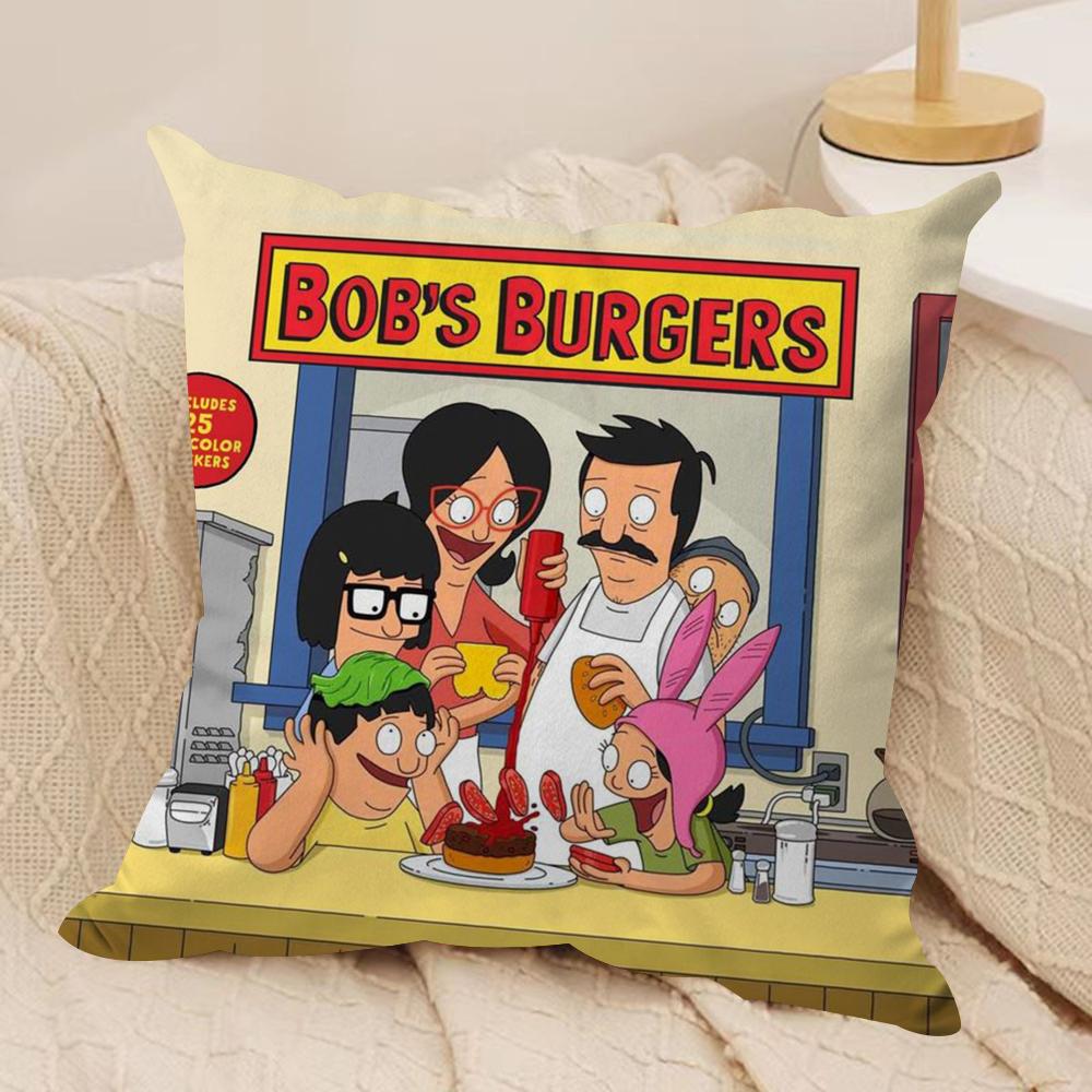 

BBobs BBurgers Cushion Cover Silky Short Plush DoubleSided Printed Pillow Case for Sofa All Seasons Home Decor Gift 30x30cm
