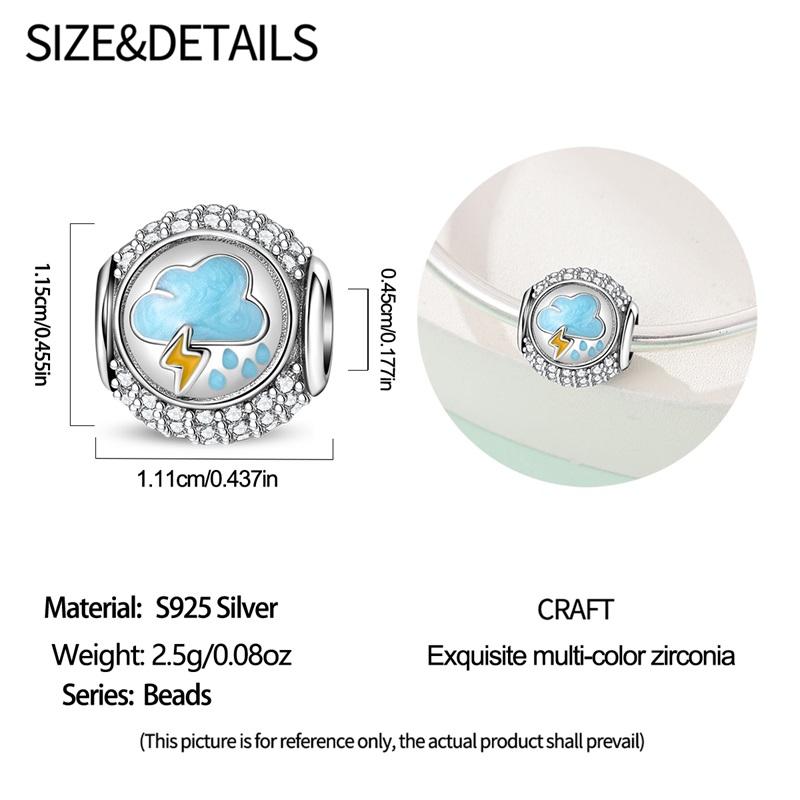 Charms Original Copper Blue Cloud Raindrops Beads Fit Bracelet Women Jewelry Diy Fine Gift Accessory