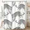 Black Leopard Shower Curtain Waterproof Bathroom Decor Pattern Printing Washable Polyester Size Customizable