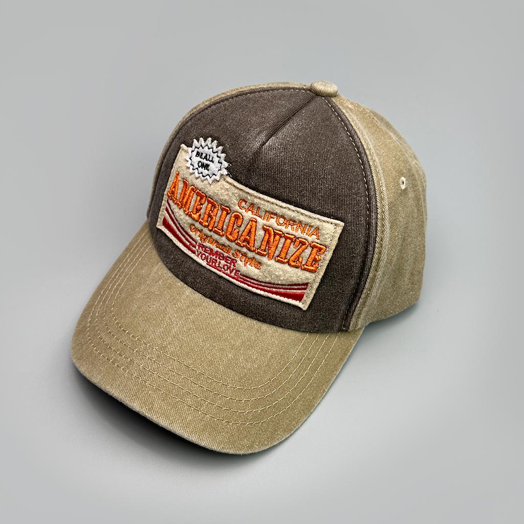 American Vintage Letter Embroidery Baseball Hats New Unisex Sunshade Color Block Versatile Personal Fashion Street Peaked Caps