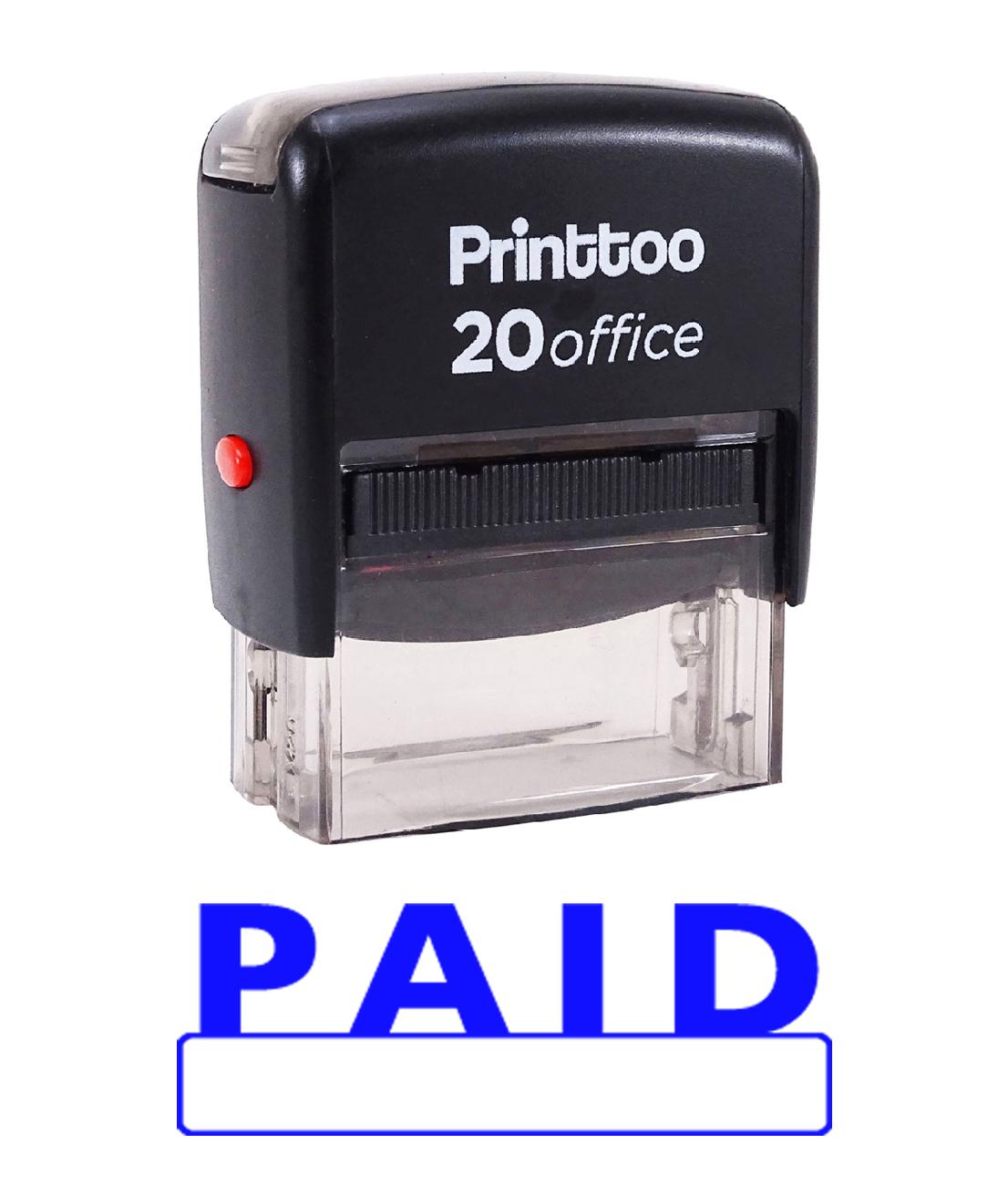 

Printtoo Self Inking Rubber Stamp PAID Office Stationary Custom Stamp-Black 14 mm x 38 mm (Approx) синій