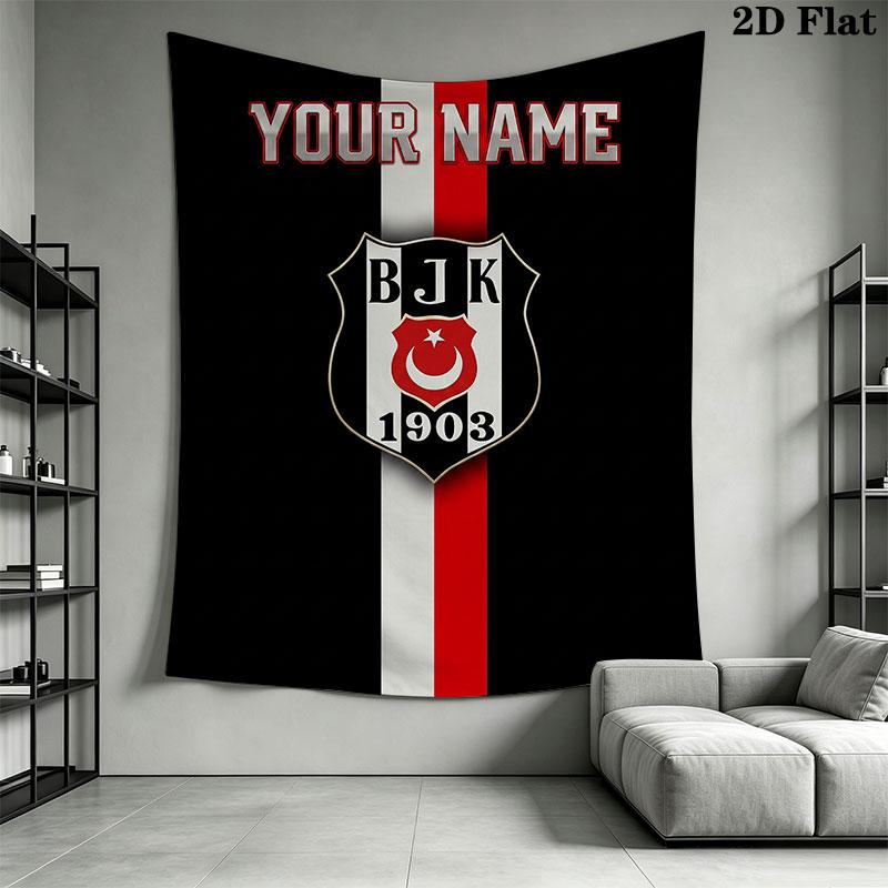 Custom Beşiktaş J.K Wall Hanging Printed Fabric Blanket Decorative Tapestries for Bedroom Living Room Home Decor