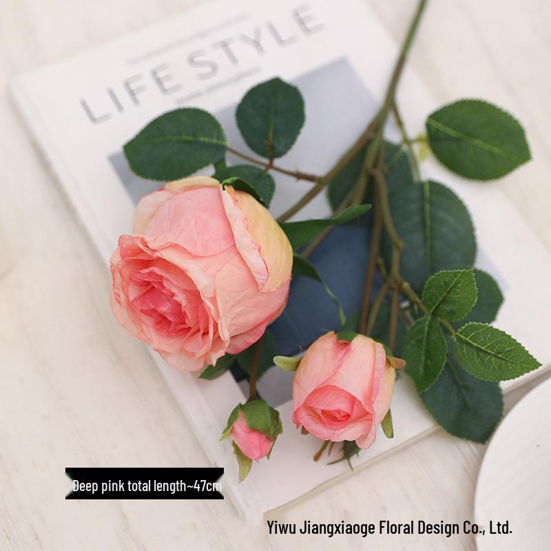 

Букет із 3-головою кучерявою трояндою, штучна квітка, для дому, весілля, обіднього столу та декору вітальні