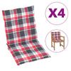 Day and Night - Day and Night Garden Chair Cushion Low Backrest 4 Pcs Red Plaid Fabric