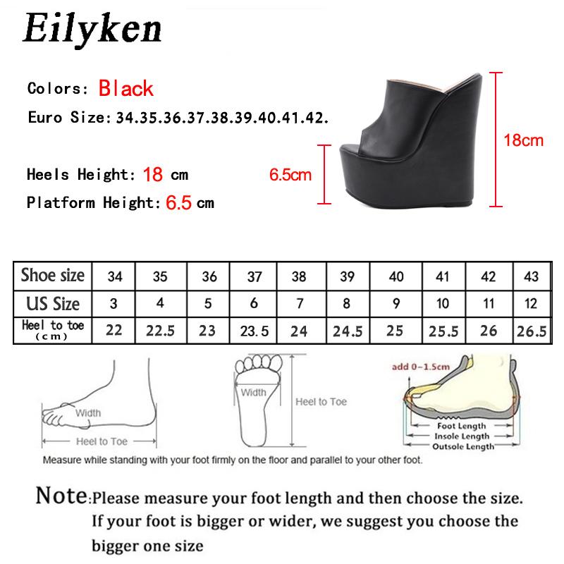 Eilyken New Summer Peep Toe Platform Wedge Women Slippers Sexy Super Heels Mules Sandals Shoes