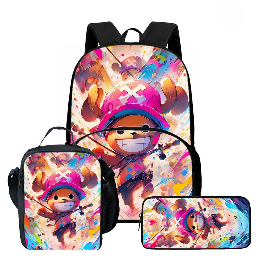 15 Inch One Piece Lightweight 3PCS School Backpack Set with Front Pocket, Lunch Bag, Pencil Case, Unisex for Boys Girls Age 6-10