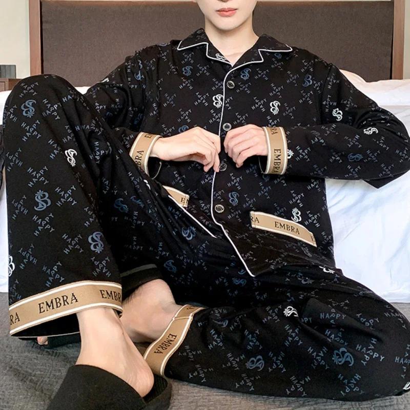 

Весна Осень Плюс Трикотажные Пижамы Отложной Воротник Мужские Пижамные Комплекты Мужские Пижамы Клетчатая Домашняя Одежда Пижамы Домашняя Одежда Мода XXXXXL