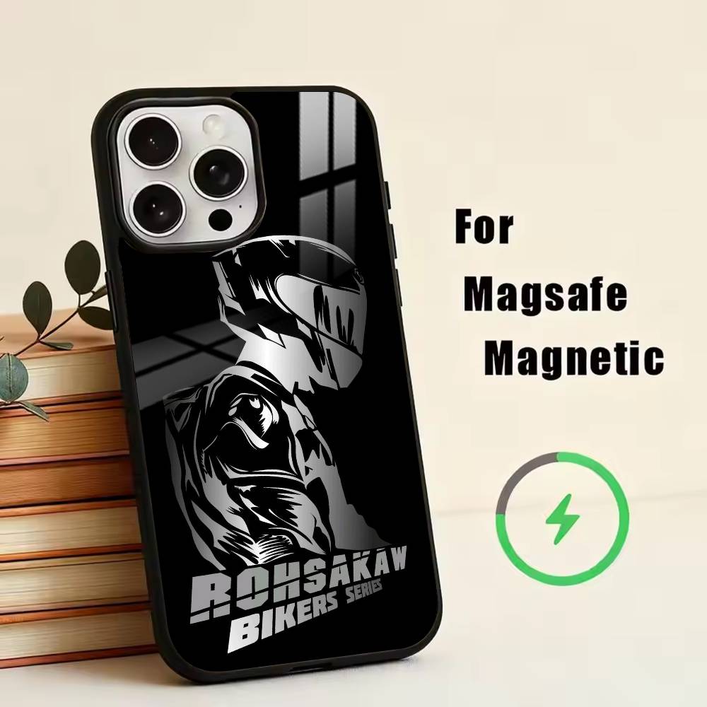 Coole Motorradfahrer Handyhülle Für iPhone17,16,15,14,13,12,11 Plus,Pro Magnetisch mit Magsafe Kabelloses Laden