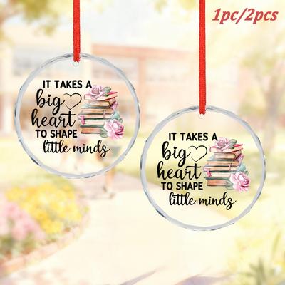 1pc/2pcs Thank You Gift for Women Boss Coworker Teacher Gifts ,Graduation and Back To School Gift for Teachers From Students,Glass Ornament