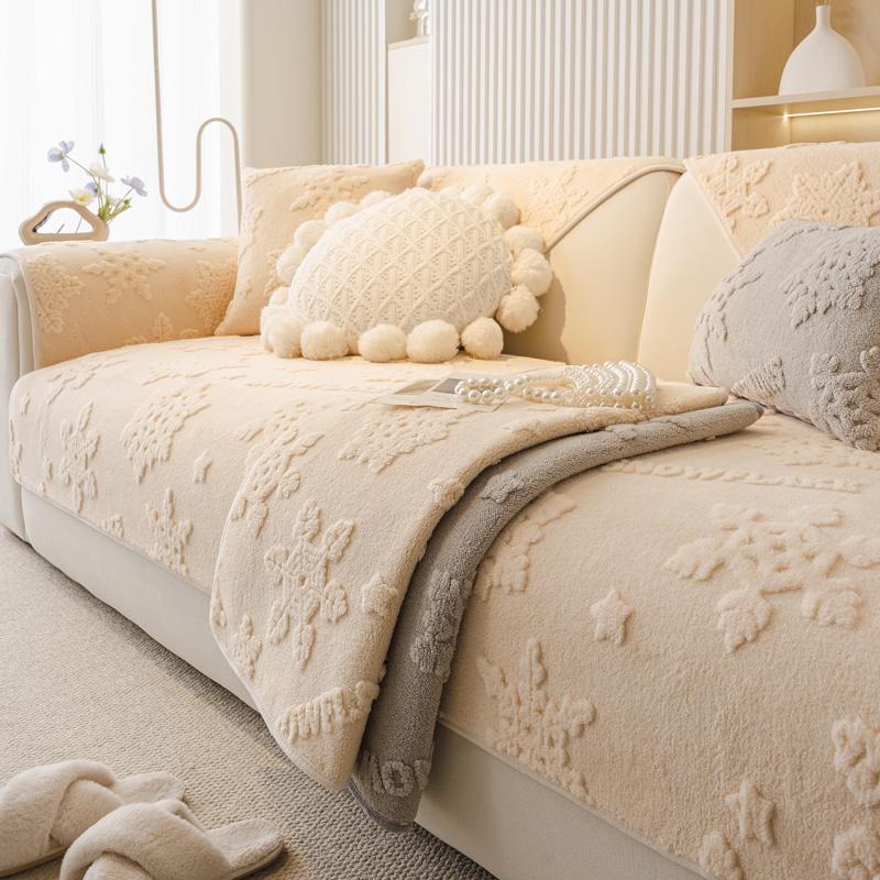 Cream Style Sofa Cover Fabric New Thickened Anti Slip One-piece Sofa Cushion Cover Wear-resistant for Autumn and Winter Seasons