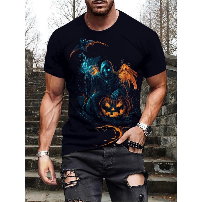 2025 European and American Summer New Men's T-shirt Geometric 3D Printing Casual Short Sleeve Bear Printing