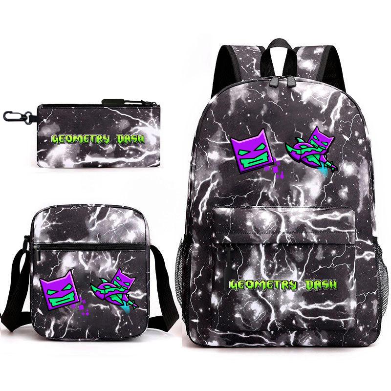 Geometry Sprint Game Backpack Geometry Dash Heat Transfer Backpack Elementary School Bag Leisure Bag