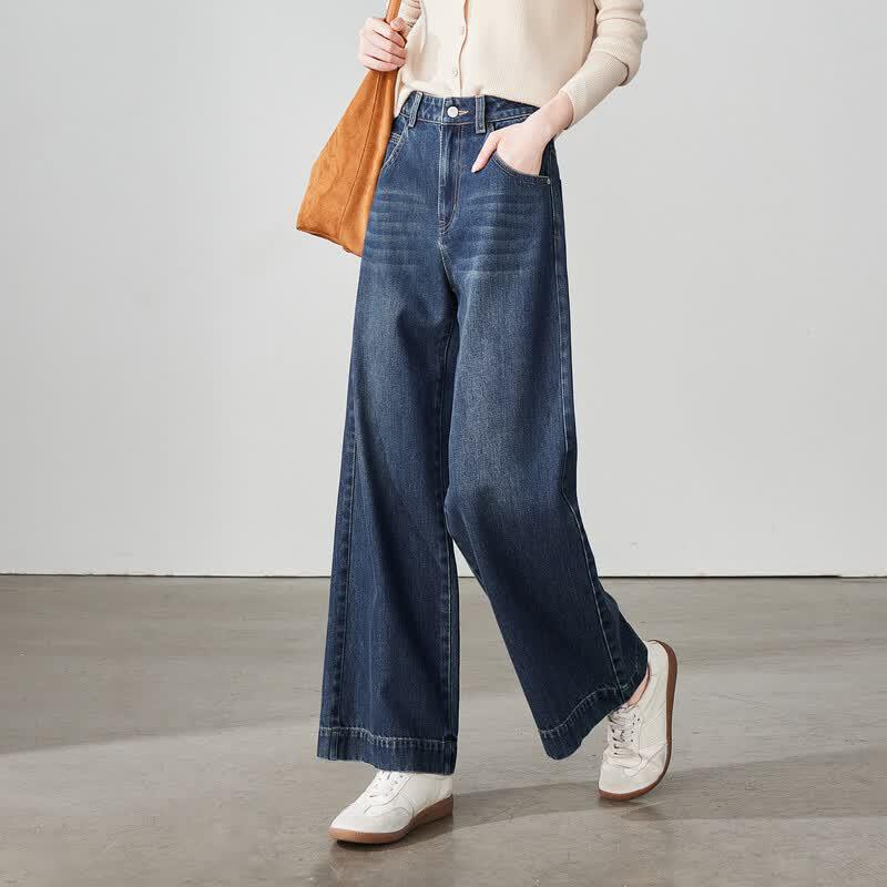 SOFSIL Women's High-Waisted Wide-Leg Cropped Jeans