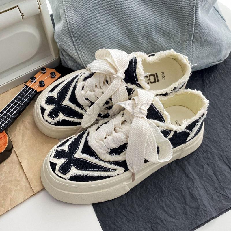 Fashion Women Canvas Shoes Female Multicolor Platform Sneakers Ladies Lace Up Thick Bottom Casual Shoes Flat Skateboard Shoes