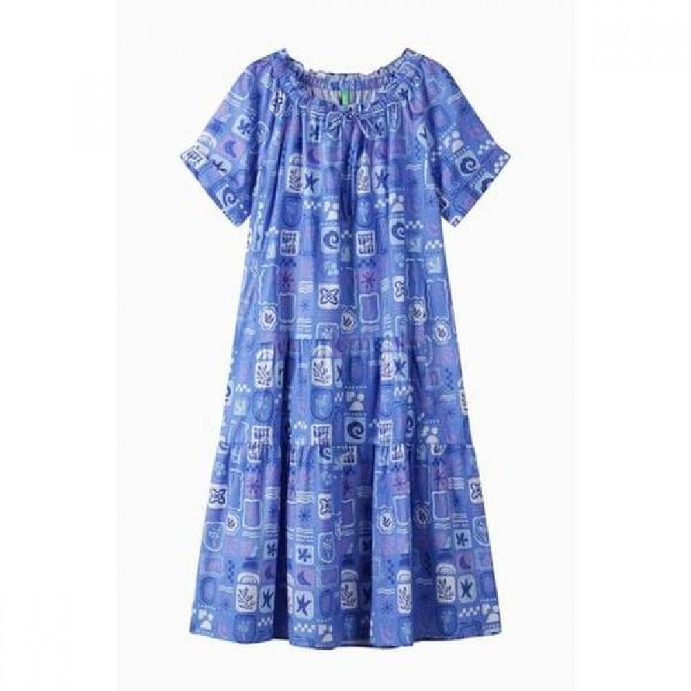Benetton Roll Up Printing Two Way Dress Baop56631 BL/42