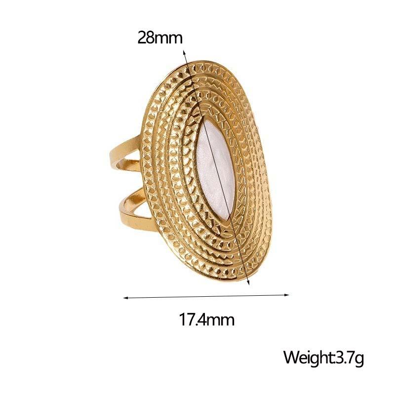 Anelli Metallo Acciaio Inossidabile Larghi Apribili per Donne Uomini Vintage Colore Oro Drip Oil Geometrici Regolabili Anello Dito Gioielli 2024