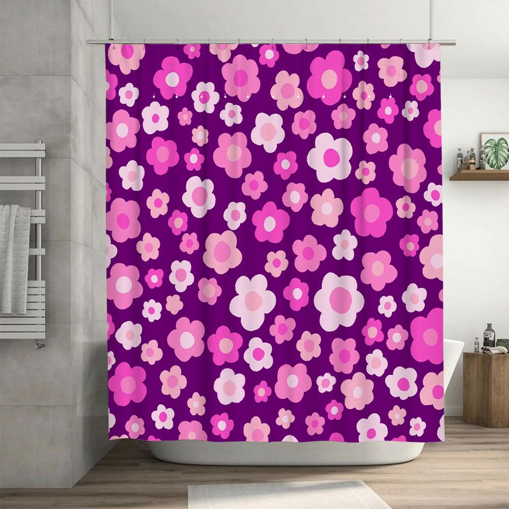 Vintage Floral Shower Curtain Pink Purple Blue White Decorative Home Bathroom Window Liner Fabric Privacy Curtain 72X84inches Wa