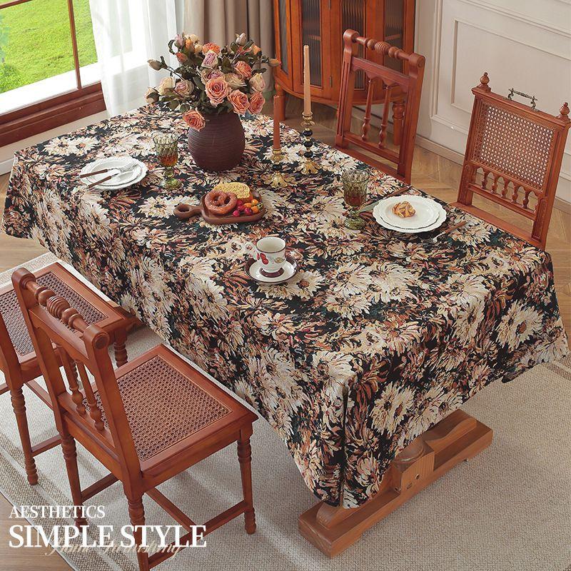 

Фантазийная Американская Ретро Романтическая Обеденная Скатерть Тканевая Ручная Работа Скатерть для Кофейного Столика Прямоугольная Жаккардовая Скатерть Пасторальный Стиль Живопись Маслом Универсальная Love flowers tablecloth 40-60cm