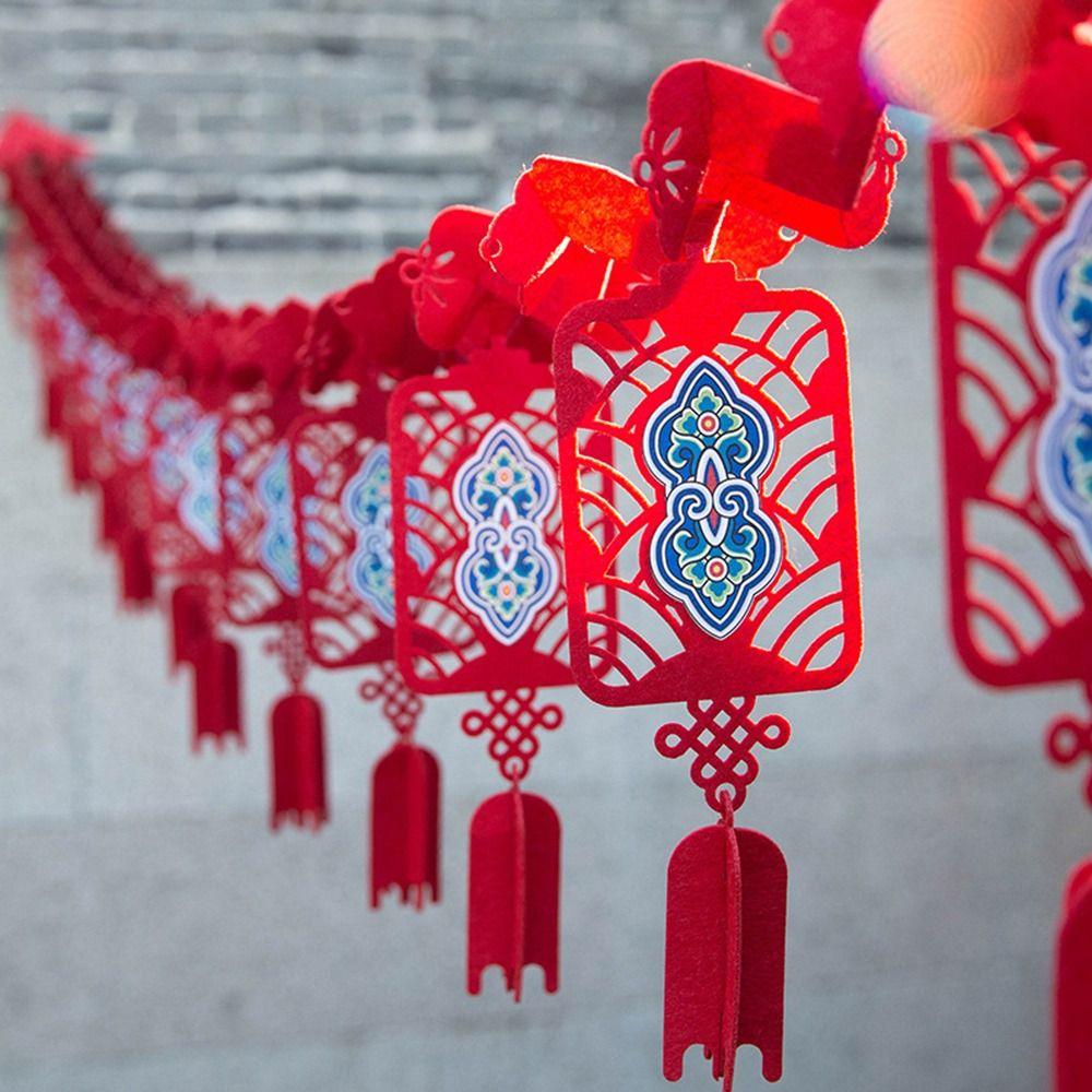 Chinese New Year Lunar Year Banner Spring Festival Garland Wall Hanging Hollow Pennant Party Decor