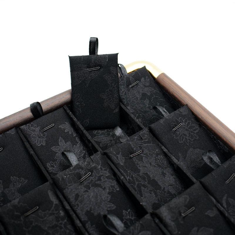 Rounded-edge Jacquard Storage Tray with Wood Texture, Viewing Plate for Jadeite, Gems and Assorted Ornaments