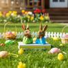 Artistic Resin Easter Rabbit Desktop Decors Handmade Holiday Gift Celebratory Rabbit Statue for Family Celebration