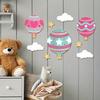 9 szt. Balony na gorące powietrze Sztuka ścienna Balony z gwiazdkami i chmurkami Wystrój ścienny do pokoju dziecięcego Boho Drewniana rzeźba ścienna do sypialni dziecięcej Pokoju zabaw