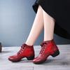  Fashion Woman Genuine Leather Boots Square Dance Shoes Increase Women Sneakers Boots Soft Sole Modern Girls Dance Shoes