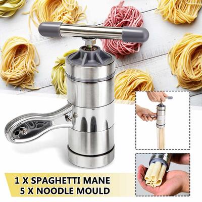 Handmatige pastamachine, noedelmaker, pasta-spaghettipersmachine, huishoudelijke persmachine met 5 persvormen