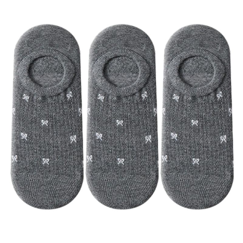 1/5pairs Spring And Summer Women's Socks Cartoon Bow Silicone Non-slip Breathable Invisible Pure Cotton Ankle Boots Soft Socks