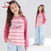 Hello Kitty Girls' Long-Sleeved T-Shirt, Children's Base Shirt, Striped, Stylish, for Older Kids, Spring Clothes, Trendy Outerwear