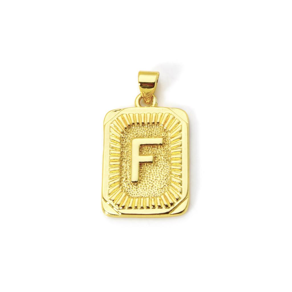 2pcs Letter Brass Charm Pendant 18K Gold Plated Rectangle " A-Z "Pendants For DIY Making Necklace Jewelry Findings 27mm X 16mm