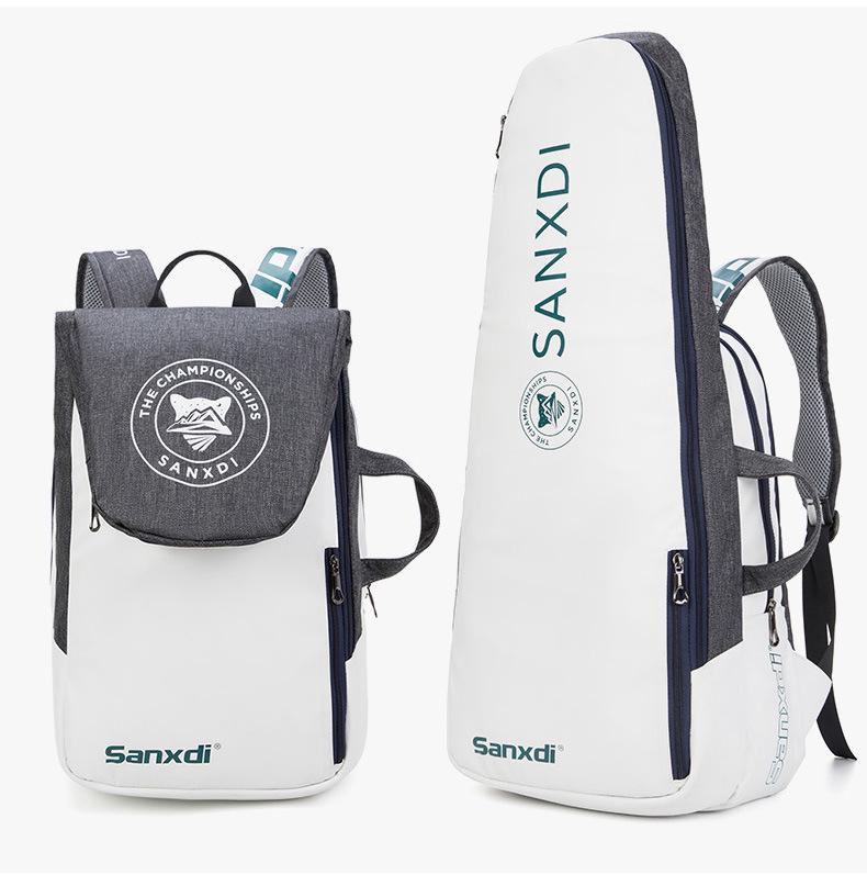SANXDI White Tennis & Badminton Backpack - 3 Racket Capacity for Men & Women
