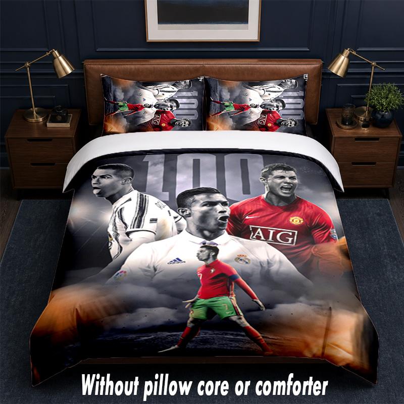 Set Biancheria da Letto Design Cristiano Ronaldo 1 Copripiumino + 2 Federe Morbido Traspirante Biancheria da Letto per la Casa