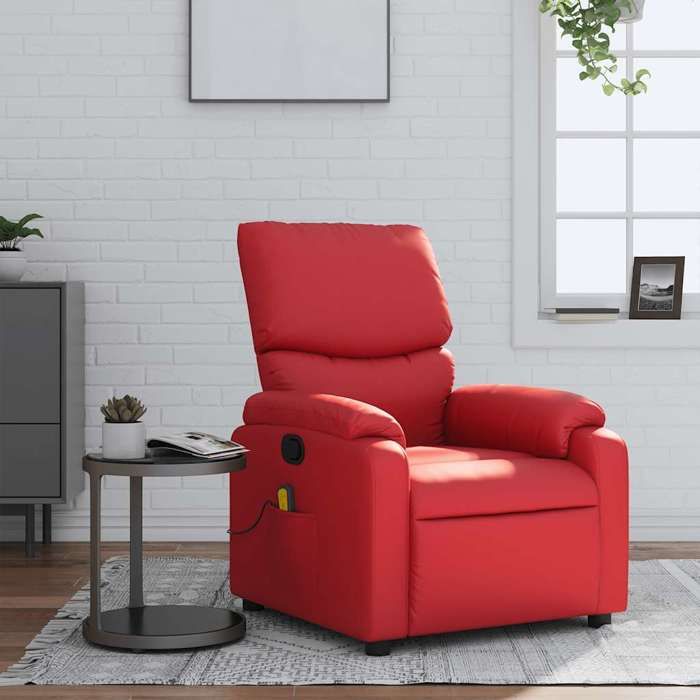 VidaXL Fauteuil de massage inclinable rouge similicuir 373446