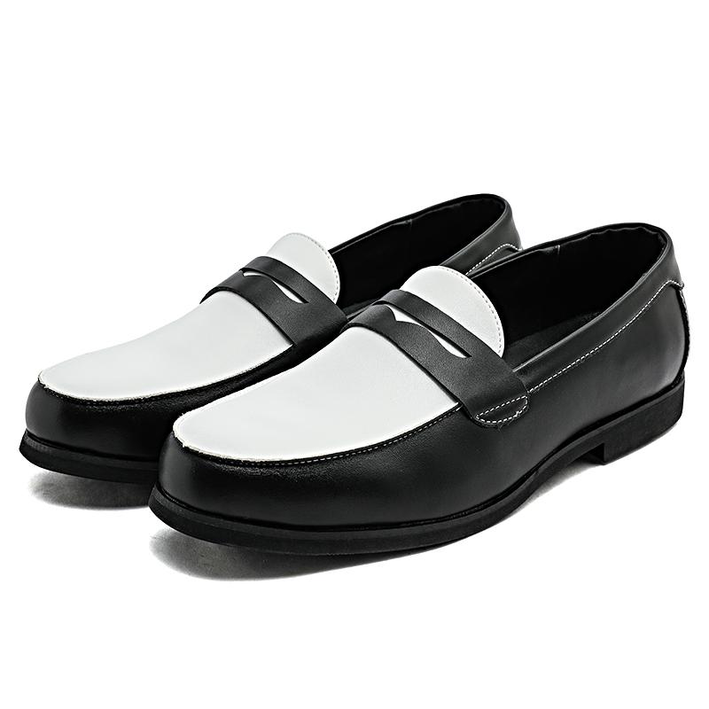

Fashion New Luxury Designer Men s Black White Mixed Wedding Forma Dress Shoes Male Slip On Penny Loafers Zapatos Hombre 38 чорний білий колір