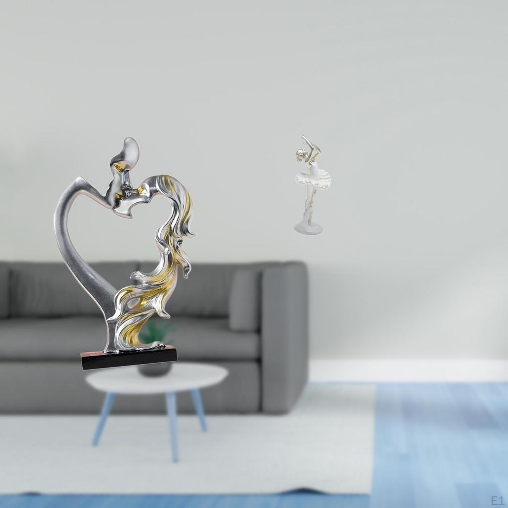 Romantic Ballerina Couple Figurine Modern Dancing Girl Statue Collectible Art Sculpture for Bedroom