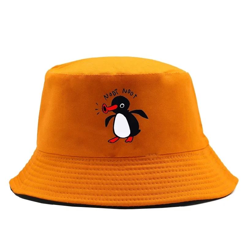 Sommer Pinguin Eimerhut Wende-Bob Herren Damen Baumwolle Reise Strand Fischerhut Outdoor Sport Hochzieh-Bob Panama Sonnenhut